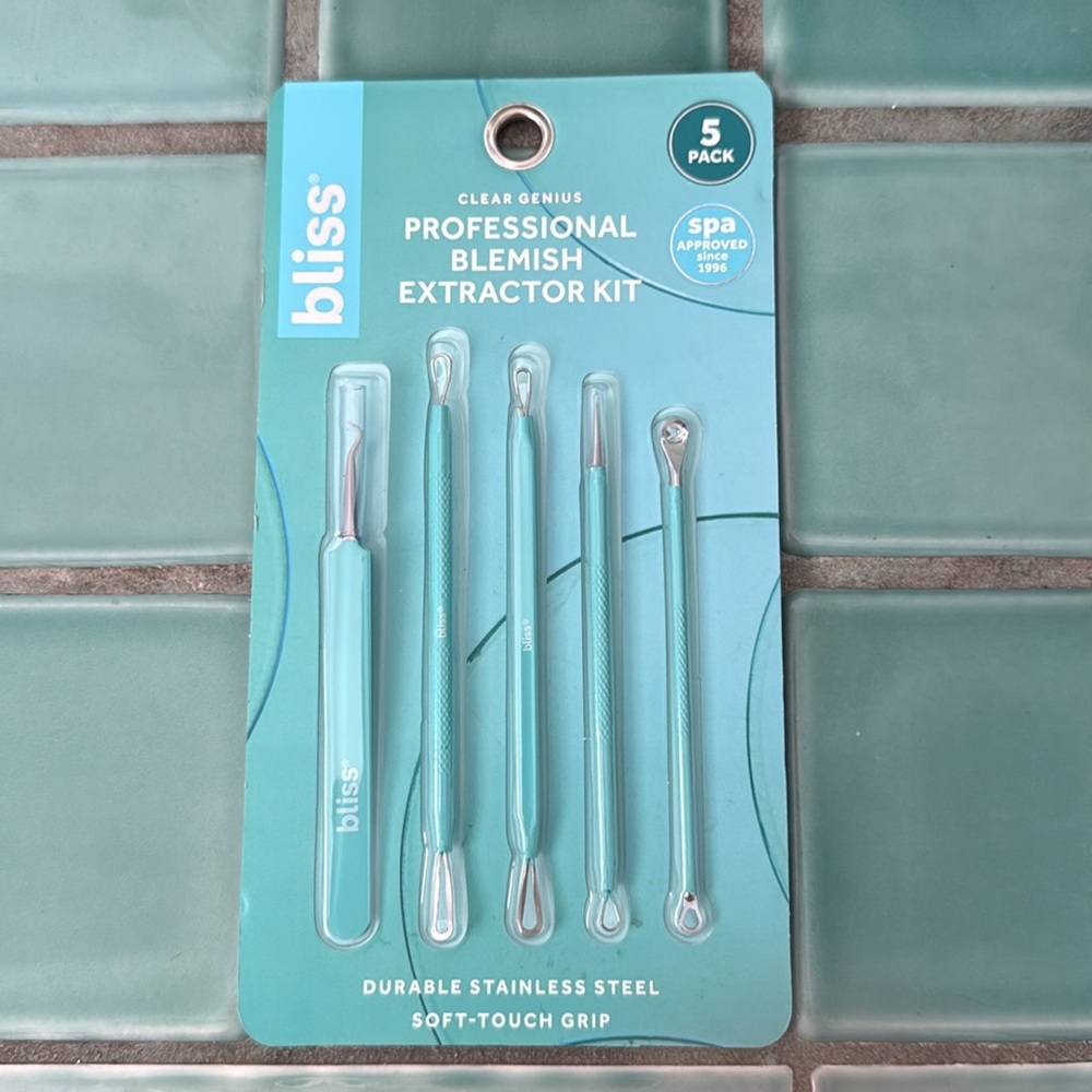 Bliss Clear Genius Professional Blemish Extractor Steel Kit 5 pack NEW